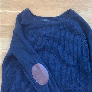 JCrew XS wool sweater - navy with tan elbow patch